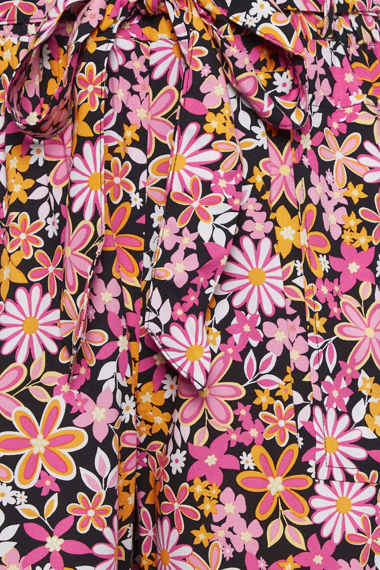 YOURS - Short Noir & Rose Floral Ample Paperbag à Poches – Image 4