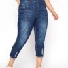 YOURS FOR GOOD - JENNY Jegging Pantacourt Bleu Foncé