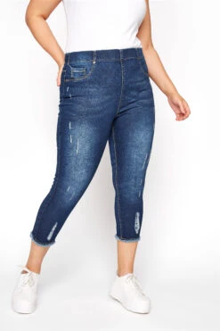 YOURS FOR GOOD - JENNY Jegging Pantacourt Bleu Foncé