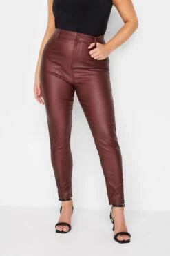Skinny Jean Bordeaux AVA Effet Cuir