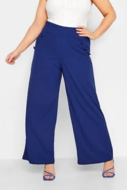 YOURS LONDON - Pantalon Bleu Roi Crêpé Style Ample