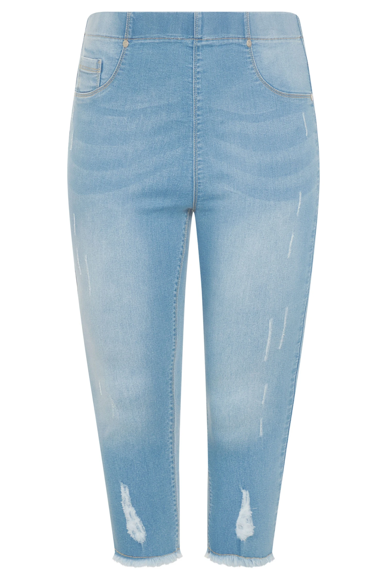 Jegging Bleu Ciel Pantacourt Griffures – Image 5