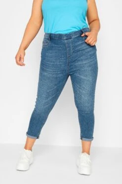YOURS - Jegging Pantacourt JENNY Bleu Stretch
