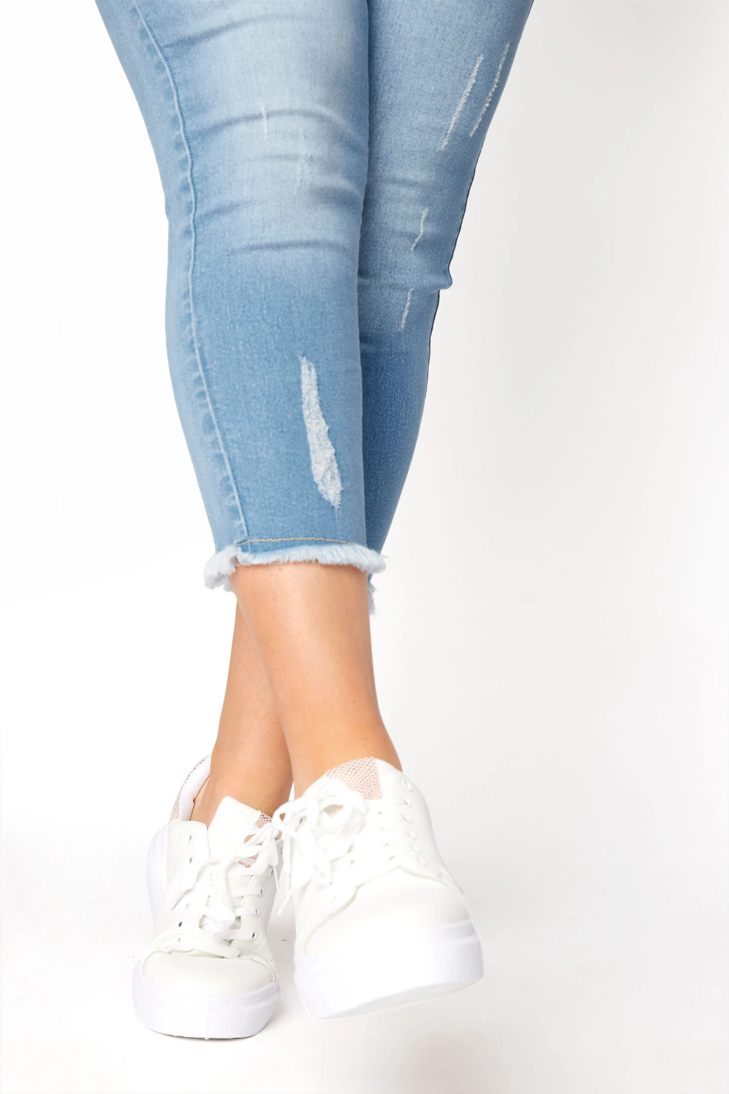 Jegging Bleu Ciel Pantacourt Griffures – Image 3