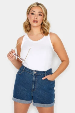 YOURS PETITE - Short Bleu Mom En Jean