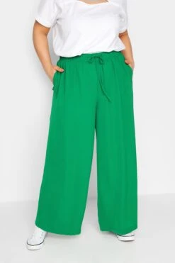 YOURS - Pantalon Wide Leg Vert Pomme En Sergé