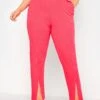 LIMITED COLLECTION - Pantalon Rose Flashy Fentes Aux Ourlets