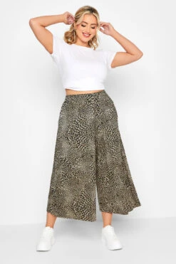 LIMITED COLLECTION - Jupe-Culotte Noir & Beige Extra Wide Leg Léopard