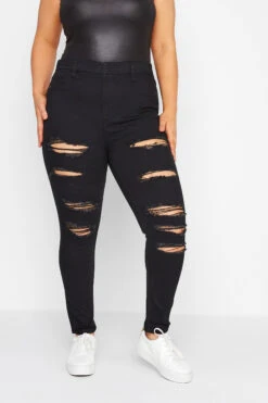 Jegging Noir GRACE Coupe Déchirée