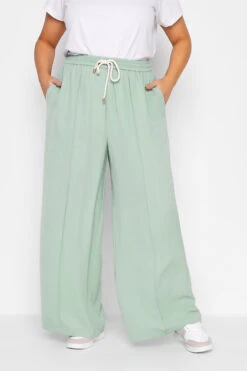Pantalon Vert Pastel Léger Wide Leg En Twill