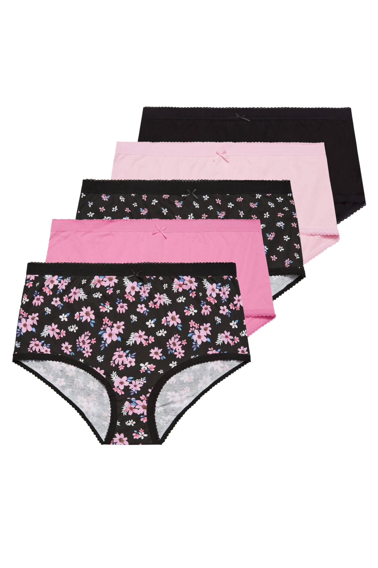 YOURS - Lot De 5 Culottes Noires & Roses Floral – Image 3