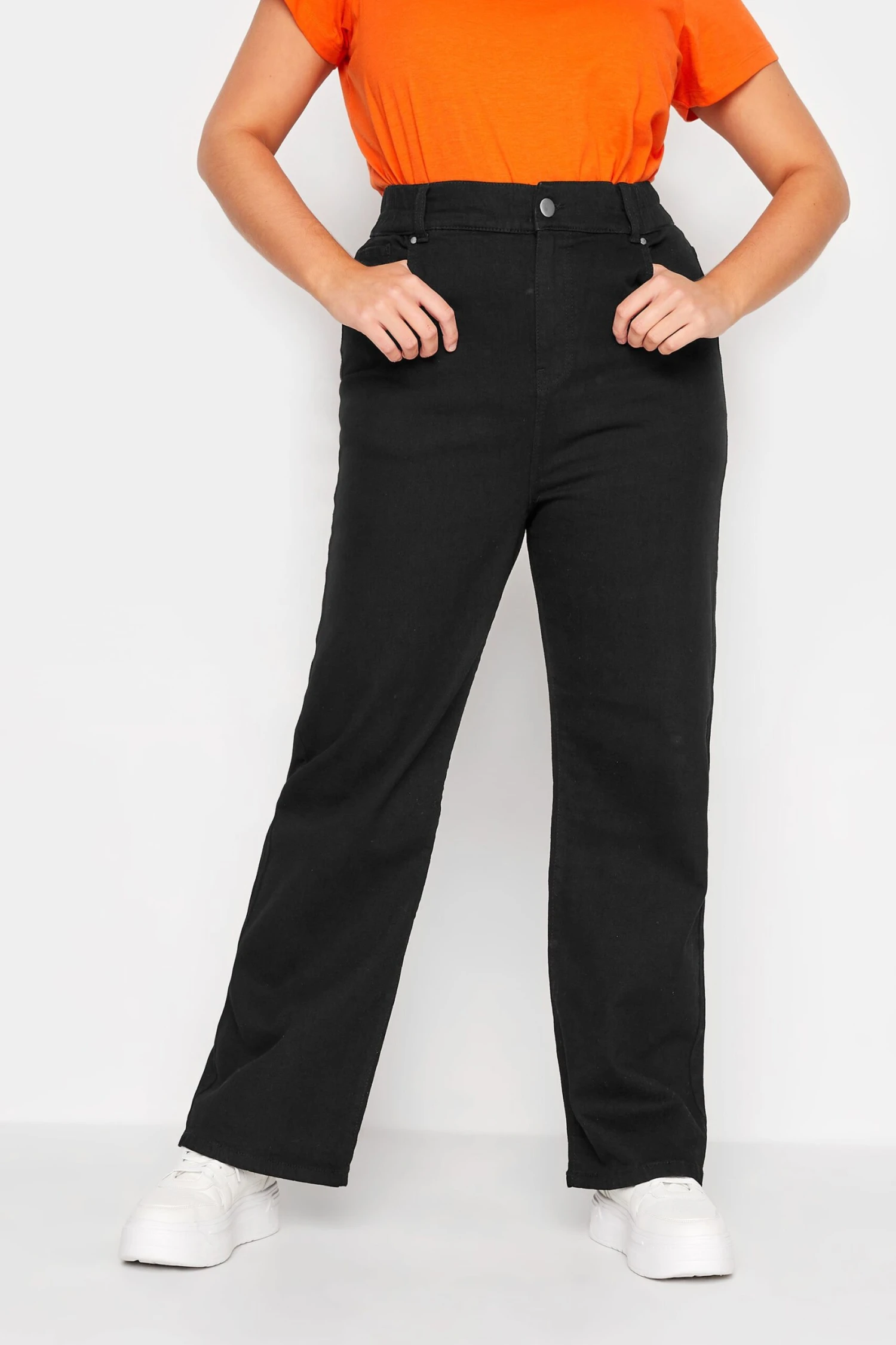 YOURS - Jean Noir Wide Leg Taille Élastique