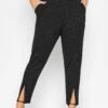 LIMITED COLLECTION - Pantalon Noir Pailletté Fentes Aux Ourlets