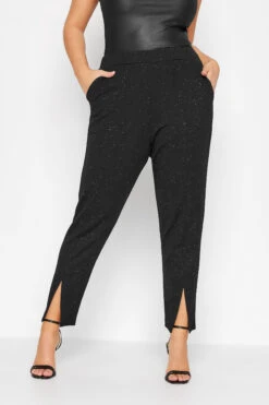 LIMITED COLLECTION - Pantalon Noir Pailletté Fentes Aux Ourlets