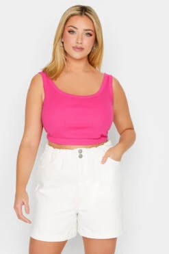 YOURS - Short Blanc Taille Haute Plissée