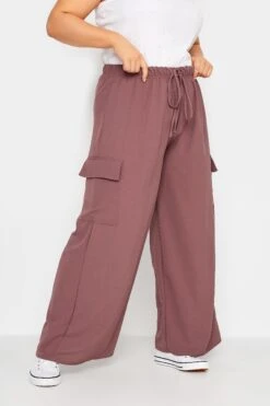 YOURS - Pantalon Rose Poudré Wide Leg Crêpé En Cargo