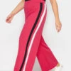 YOURS PETITE Curve Pink Side Stripe Wide Leg Trousers
