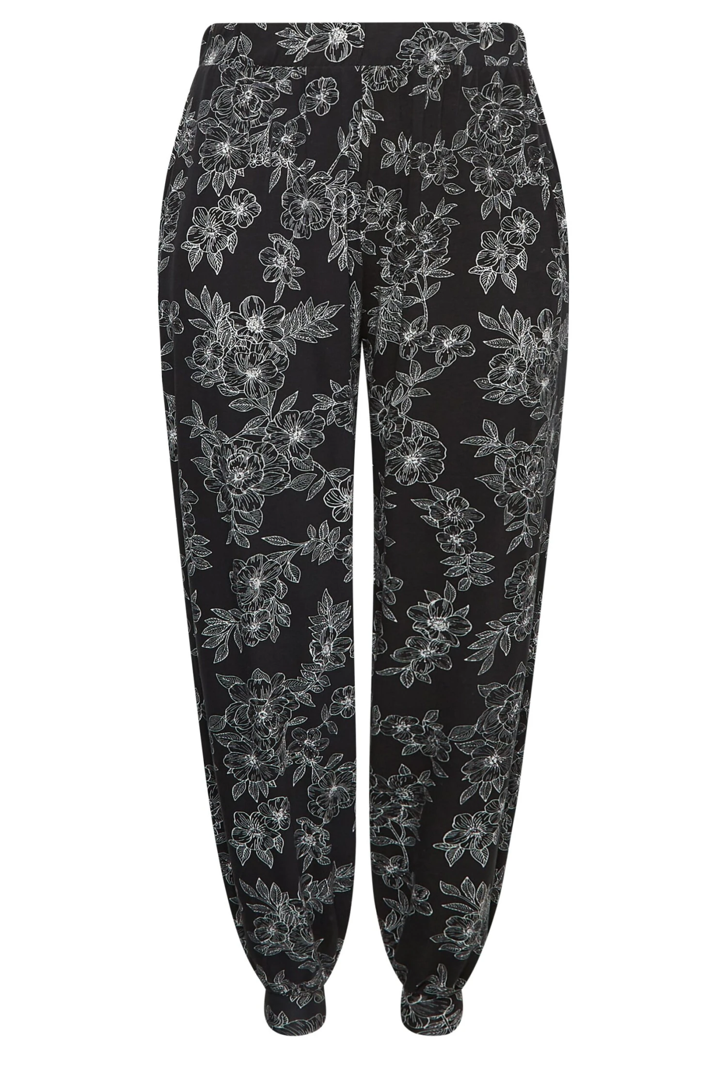 YOURS - Jogging Noir Floral Ample En Jersey à Poches – Image 4