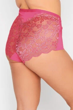 YOURS - Culotte Taille Haute Rose Fushia En Dentelle
