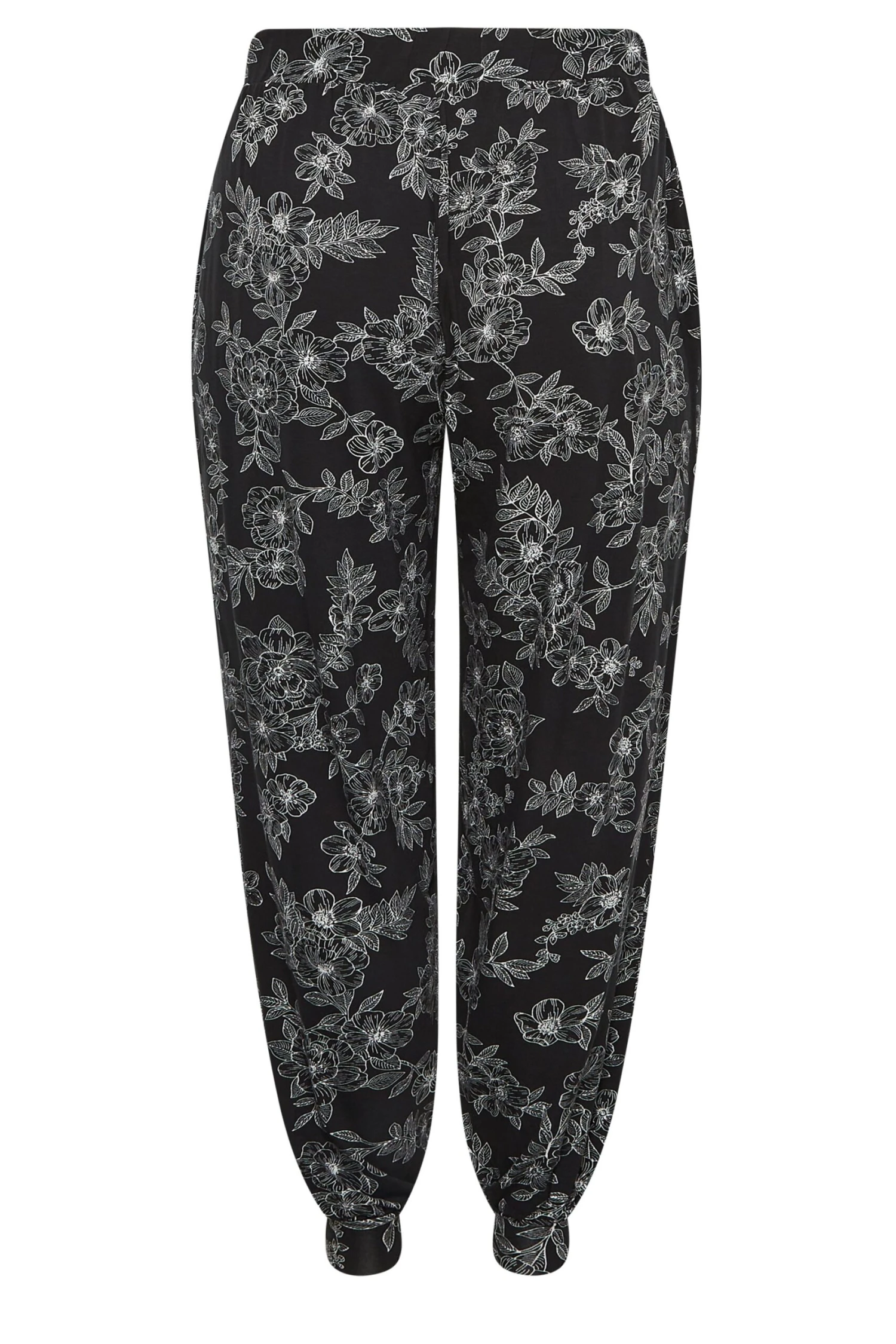 YOURS - Jogging Noir Floral Ample En Jersey à Poches – Image 5