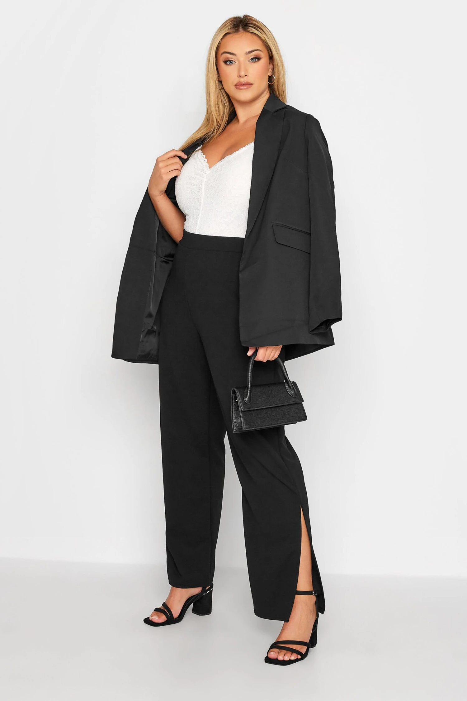 Pantalon Noir Ample à Fentes – Image 2