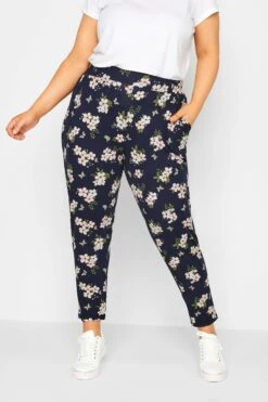 YOURS - Pantalon Style Sarouel Bleu Marine Floral